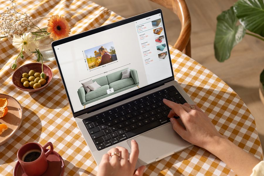 Online maken van gepersonaliseerde canvas prints en ingelijste wanddecoratie met de editor.