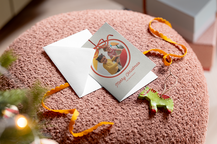 Een gepersonaliseerde kerstbedankkaart voor een juf of meester.