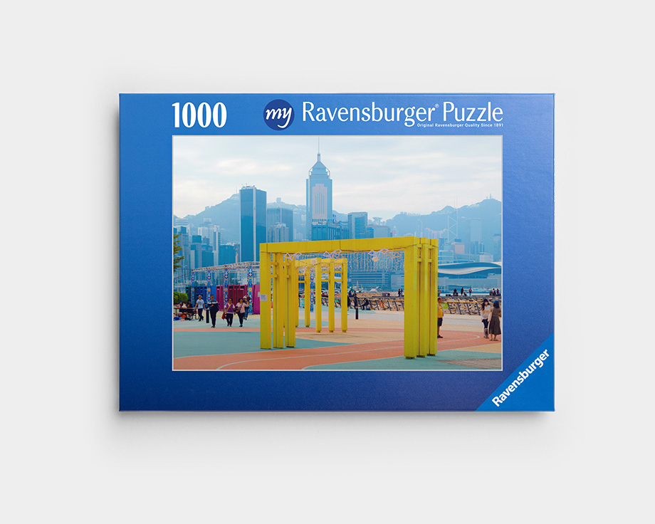 Een gepersonaliseerde puzzel met een foto van een stad