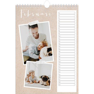 Verjaardagskalenders A4 — Scrapbook kalender [Februari]