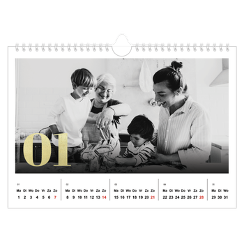 Fotokalender A4 — Grote glitter cijfers