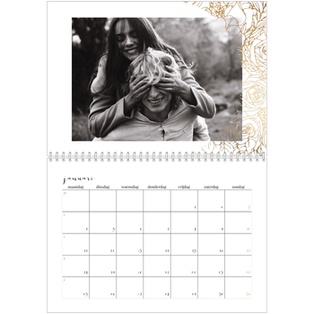 Fotokalender A4 Dubbel — Gouden bloemenversiering