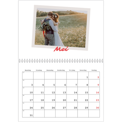Fotokalender A4 Dubbel (30 x 40 cm) — Karmijnrode handtekening [Mei]