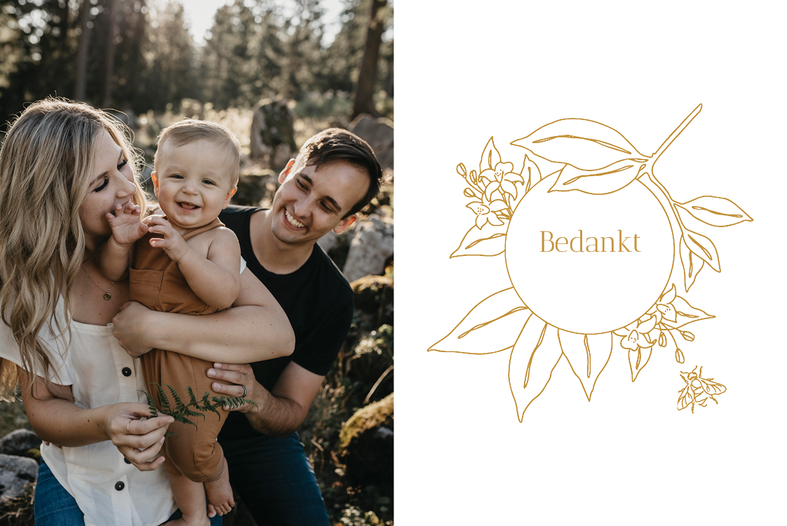 Bedankkaarten — Zachte bloemen baby