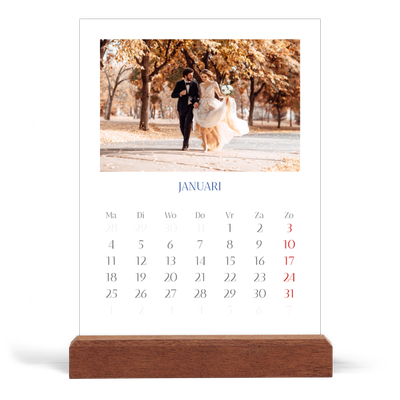 Bureaukalender met houten standaard  — Kobalt klassieker [Januari]