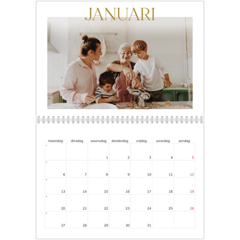 Fotokalender A4 Dubbel — Gouden tekst groot