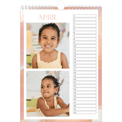 Verjaardagskalenders A4 — Verfkwast effect [April]