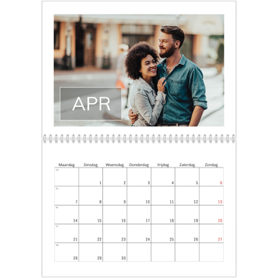 Fotokalender A4 Dubbel (30 x 40 cm) — Overlay van datumvak [April]