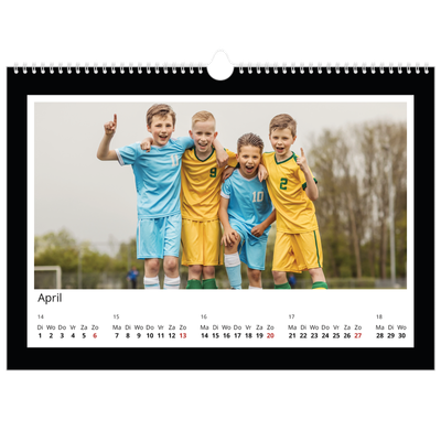 Fotokalender A3 — Compleet zwart kader [April]