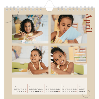 Jaarkalenders vierkant — Asymmetrische tekst [April]