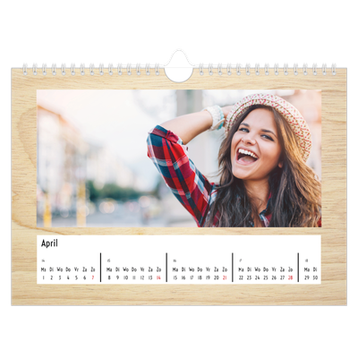 Fotokalender A4 — Houtpatroon [April]