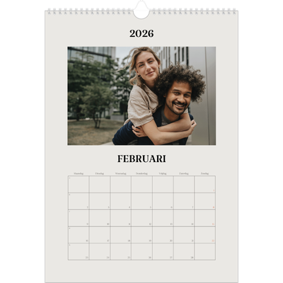 A3 Jaarkalender — Simpel ivoor [Februari]