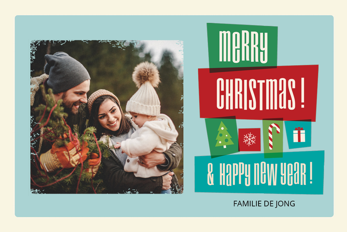 Fotokaarten — Kleurrijke kerststickers