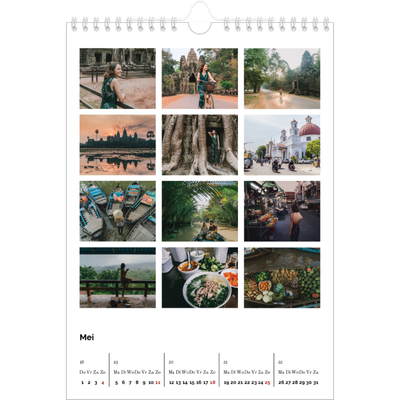 Fotokalender A4 (20 x 30 cm) — Eenvoudig blokkenpatroon [Mei]