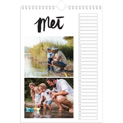 Verjaardagskalenders A4 — Handgeschreven letters [Mei]