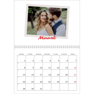 Fotokalender A4 Dubbel (30 x 40 cm) — Karmijnrode handtekening [Maart]