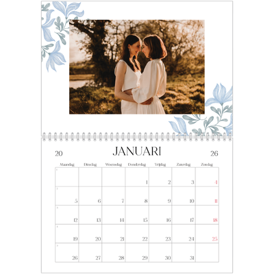 Fotokalender A4 Dubbel (30 x 40 cm) — Elegant bloemig [Januari]