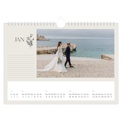 Fotokalender A4 — Initialen in bloei [Januari]