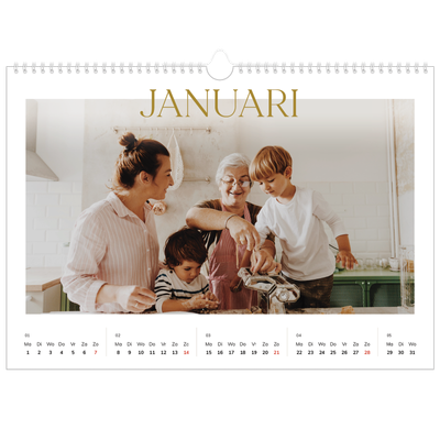 Fotokalender A3 — Gouden tekst groot [Januari]
