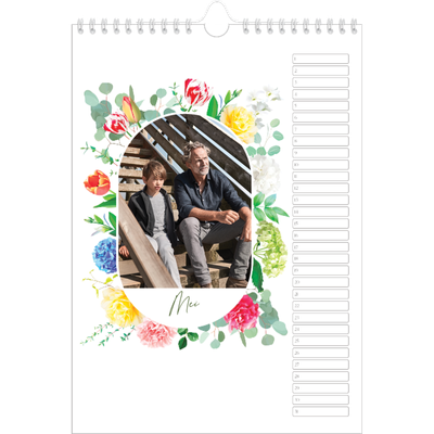 Verjaardagskalenders A4 — Klassieke bloemen [Mei]