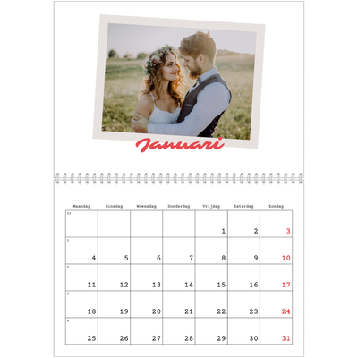 Fotokalender A4 Dubbel (30 x 40 cm) — Karmijnrode handtekening [Januari]