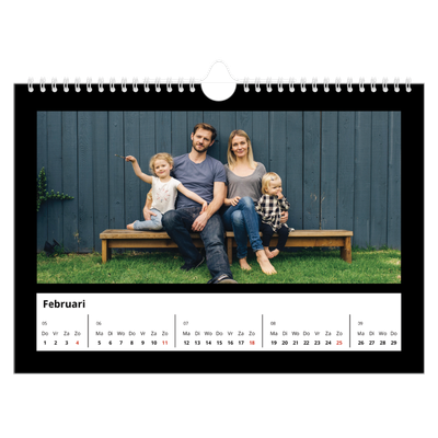 Fotokalender A4 — Foto in zwart kader [Februari]