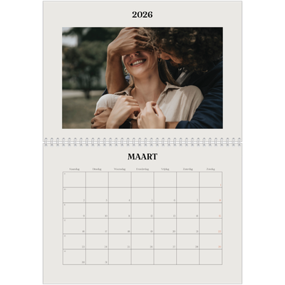 Fotokalender A4 Dubbel (30 x 40 cm) — Simpel ivoor [Maart]