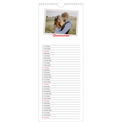 Smalle kalender  — Karmijnrode handtekening [Januari]