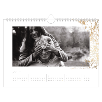 Fotokalender A4 — Gouden bloemenversiering