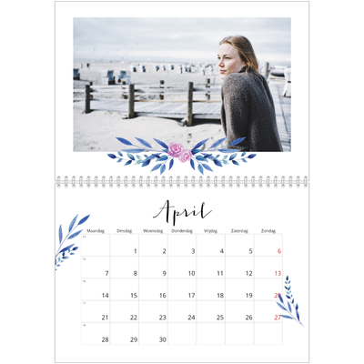 Fotokalender A4 Dubbel (30 x 40 cm) — Bloemen illustraties [April]