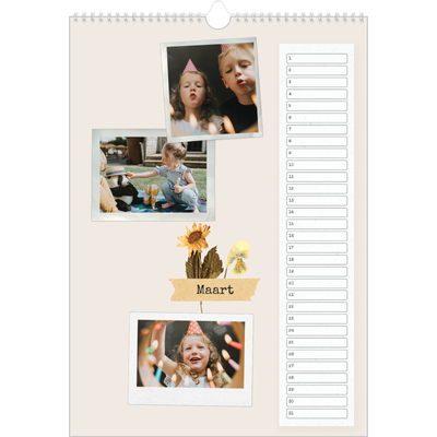 Verjaardagskalenders A3 — Vintage scrapbook [Maart]