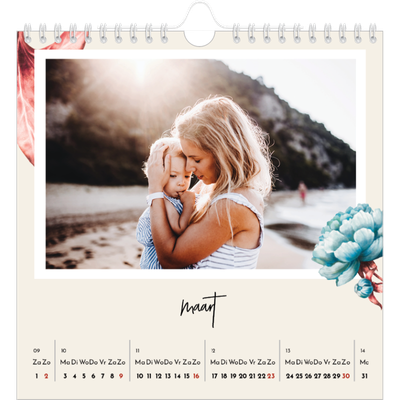 Jaarkalenders vierkant — Geverfde bloemen [Maart]