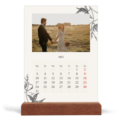 Bureaukalender met houten standaard  — Inkt & klimop [omslag]