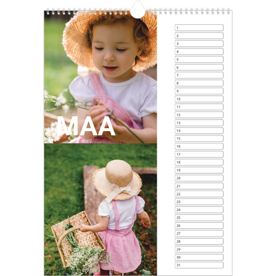 Verjaardagskalenders A3 — Grote maandaanduiding [Maart]