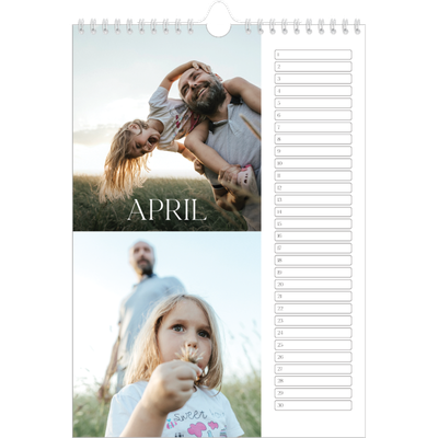 Verjaardagskalenders A4 — Twaalf grote maanden [April]