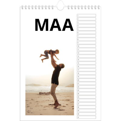 Verjaardagskalenders A4 — Witte randen [Maart]