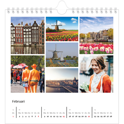 Jaarkalenders vierkant — Collage in blokkenpatroon [Februari]