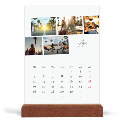 Bureaukalender met houten standaard  — City trip [April]