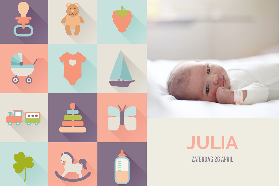 Uitnodigingen — Baby-icoontjes