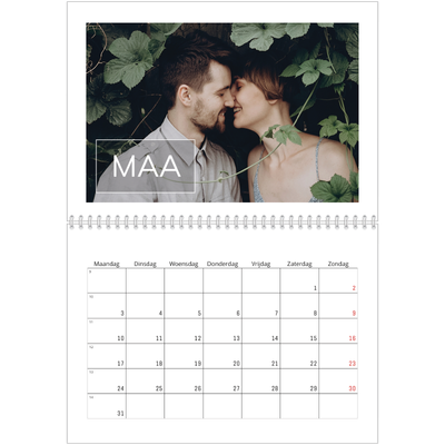 Fotokalender A4 Dubbel (30 x 40 cm) — Overlay van datumvak [Maart]