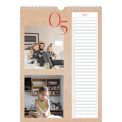 Verjaardagskalenders A4 — Rode stippen [Mei]