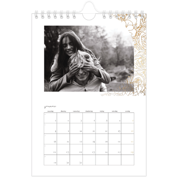 Fotokalender A5 — Gouden bloemenversiering