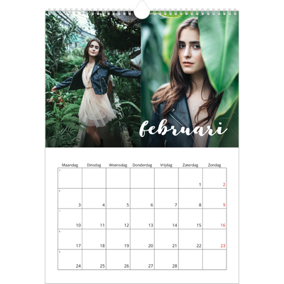 A3 Jaarkalender — Schuingedrukte letters [Februari]