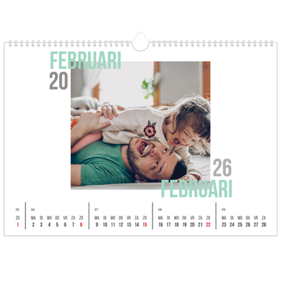 Fotokalender A3 — Dubbele tekst [Februari]