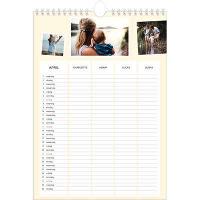 A4 Familieplanners — Modern - gezinsplanner 4 personen [April]