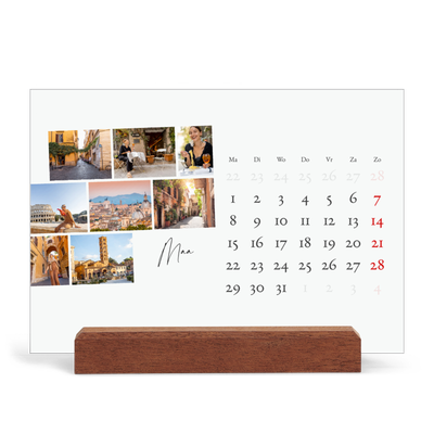 Bureaukalender met houten standaard  — City trip [Maart]