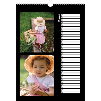 Verjaardagskalenders A3 — Foto in zwart kader [Maart]