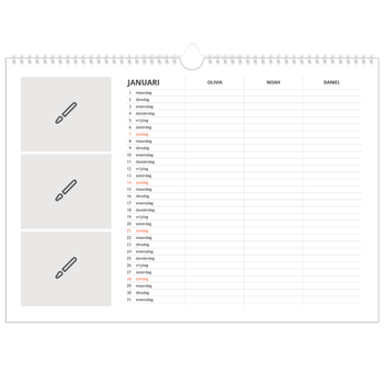 Fotokalender A3 — Ontwerp je eigen product - 3-persoons gezin