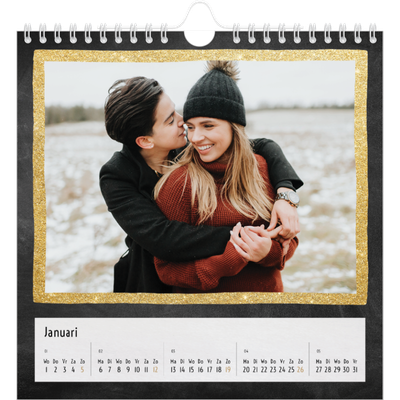 Jaarkalenders vierkant — Foto in glitterrand [Januari]