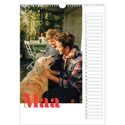 Verjaardagskalenders A3 — Een dikgedrukt jaar [Maart]